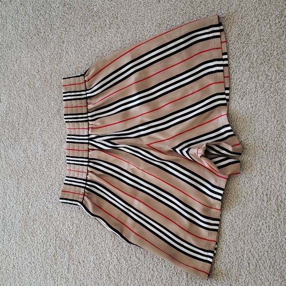 BURBERRY ICON STRIPE 100% SILK MARSETT SHORTS - Picture 7 of 11